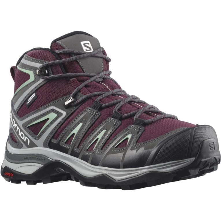 Botas Montaña Salomon X Ultra Pioneer Mid CSWP Mujer Vino Grises Oscuro | MX IUPV265